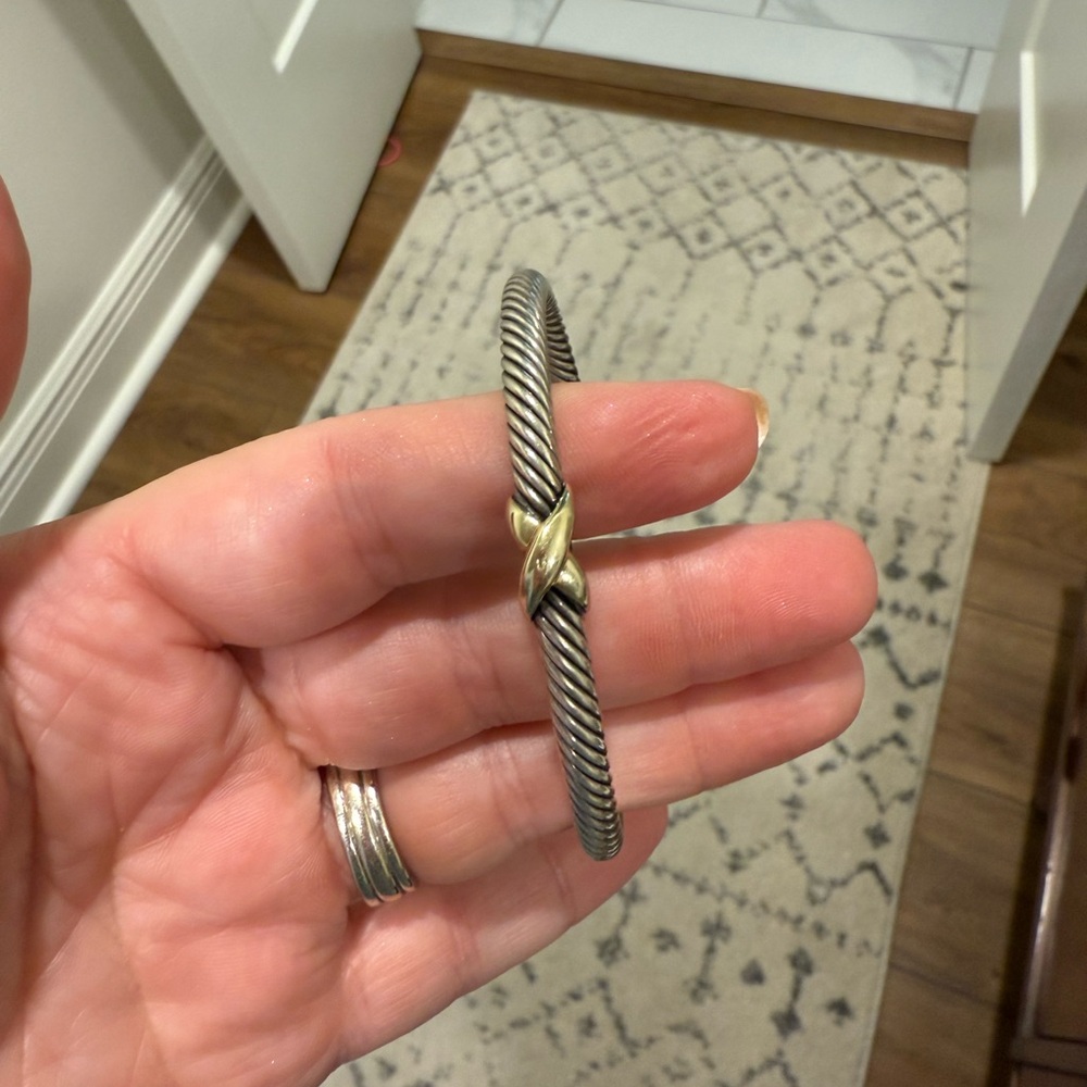 Authentic David Yurman Silver and Gold Cable Bracelet 5mm